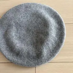 グレー ウール混紡 ベレー帽 ビーミング