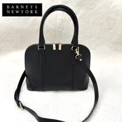 美品 BARNEYS NEW YORK 2WAYレザー ハンドバッグ ブラックのサムネイル