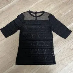 【美品】earth music&ecology トップス レース シアー　黒