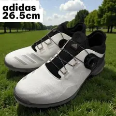 【人気】アディダスコードカオス BOA ゴルフシューズ白黒 26.5スパイクレス