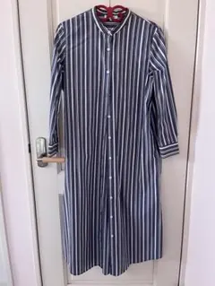 【natural beauty basic】ストライプ 長袖シャツワンピース　S