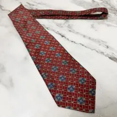 Christian Dior ディオール ネクタイ 赤 レッド 総柄 幾何学模様