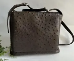 美品Genuine オーストリッチ　レザーショルダーバッグ