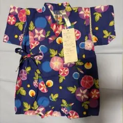 70サイズ 甚平 ネイビー 花柄