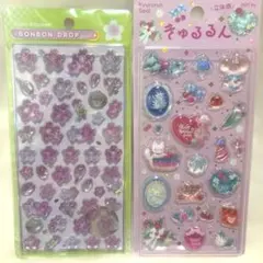 正規品★ボンボンドロップシール 和柄 桜 きゅるるんシール メルシー 2点セット