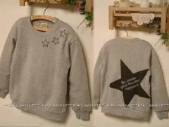 739◆新品【110cm】グレー 星柄★トレーナー◆裏起毛