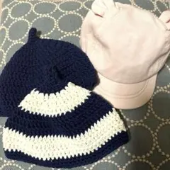 ベビー帽子3点セット（H&Mくま耳キャップと手編みのニット帽セット）
