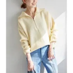 SLOBE IÉNA アイボリージップアップニット