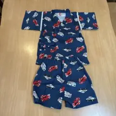 新品　トミカ　働く車プリント ネイビー 甚平　100