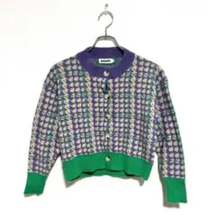 GANGWEI レディース　チェック柄　ニットカーディガン　Sサイズ　秋冬