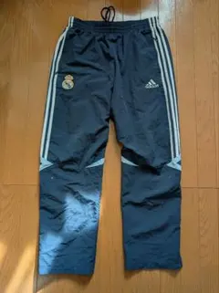 00s adidas ナイロンパンツ レアルマドリード L ネイビー サッカー