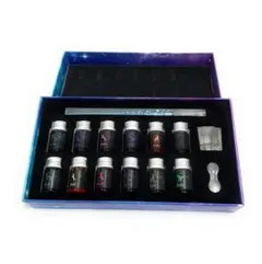 ガラスペン セット インク12色・ペン1本 ディップペンインクセット(ブルー)