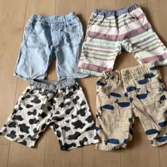 子供用半ズボン 4点セット 100cm ハーフパンツ 保育園 登園 洗い替え