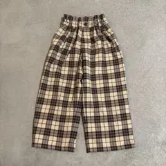 GU キッズ　女の子　チェック柄コットン混紡ワイドパンツ 100cm