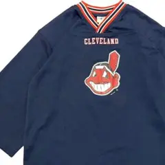 Indians インディアンス ゲームシャツ ネイビー MLB US 古着 XL