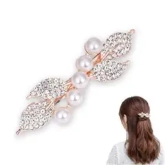 ヘアバレッタ パール 髪飾り