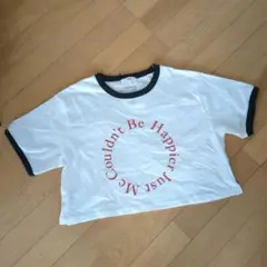ホワイト テキストプリント Tシャツ 半袖