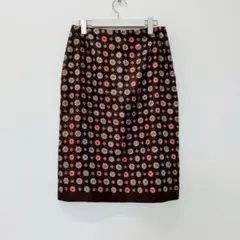 【a0175】iCB 美品 総柄タイトスカート 膝丈 幾何学模様 個性的な