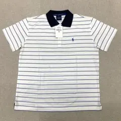 新品　訳あり　POLOGOLF　ポロシャツ　ボーダー　ホワイト　メンズ　Lサイズ