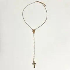 ハンドメイドネックレス　ゴールドアクセサリー　ジュエリー　クロス　調節可能