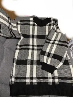 長袖 ニットワンピ INGNI 黒 白 チェック