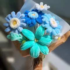 モールフラワー♡ブルーグリーン系ミニブーケ 枯れない花 お祝いギフト