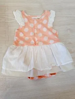 ドットロンパース　ラブアンドピースアンドマネー　70サイズ　女の子のサムネイル