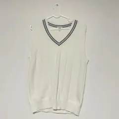 ホワイト Vネック ノースリーブ スクールベスト
