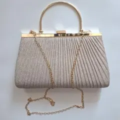 ゴールド プリーツデザイン パーティーバッグ 2WAY ラメ キラキラ