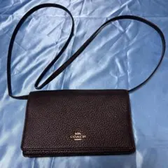 COACH ブラック レザー ショルダーバッグ