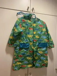 雨の日テンション上がる　恐竜柄 レインコート ケース付き　110-120