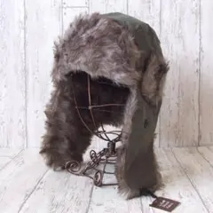 帽子♪フェイクスエード　アビエーターキャップ　飛行帽　カーキ