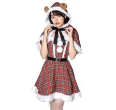 サンタコス　くま　チェック　コスプレ　Mサイズ