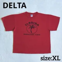 DELTA デルタ XL 短丈 Tシャツ レッド FLORIDA ヤシの木 赤