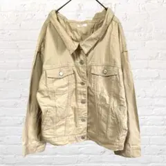 10794 コルザ ベージュデニムジャケット バックリボン L 綿100%古着