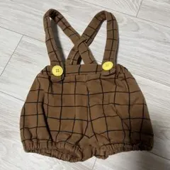 ブラウン チェック柄 サロペット 70