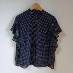 レイカズン ドットラッフルスリーブブラウス シャツ/ブラウス 半袖