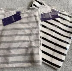 【新品】OMNES ボーダーロンT 2枚セット ブラック グレー 120cm