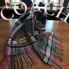 美品！COACH コーチ　マフラー　ブランド　ピンク　ブラックグレー　チェック
