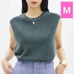 GU ウォッシャブルフレンチスリーブセーター M グリーン