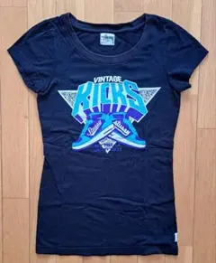 【良品】オールドステューシー Tシャツ VINTAGE KICKS 黒 8のサムネイル