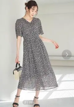 【ロペピクニック】花柄フレアスリーブワンピース