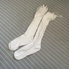 KIDS FUTURE ホワイト靴下 レースリボン付き