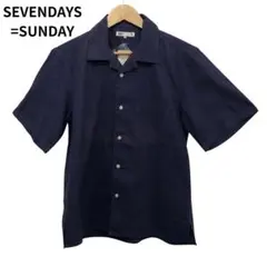 SEVENDAYS=SUNDAYネイビー シンプルめ　胸ポケット付き半袖シャツ