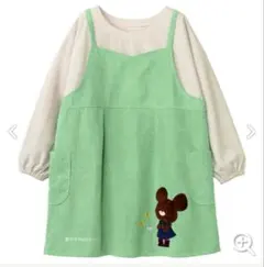 くまのがっこうワンピース風チュニックミントグリーン×ベージュ