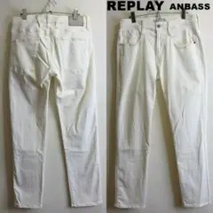 リプレイ　ANBASS　【M】　スリムデニム　スーパーストレッチ　白　イタリア製