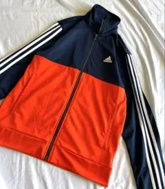 アディダス　ジャージ　古着　M オレンジ×ネイビー　羽織り