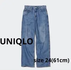 UNIQLO バギージーンズ ブルー　24インチ　レディースのサムネイル