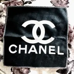 【新品未使用】CHANEL ロゴ入りタオルハンカチ ブラック ノベルティ