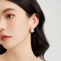 ピアス　パール　ダブル2way　フォーマル